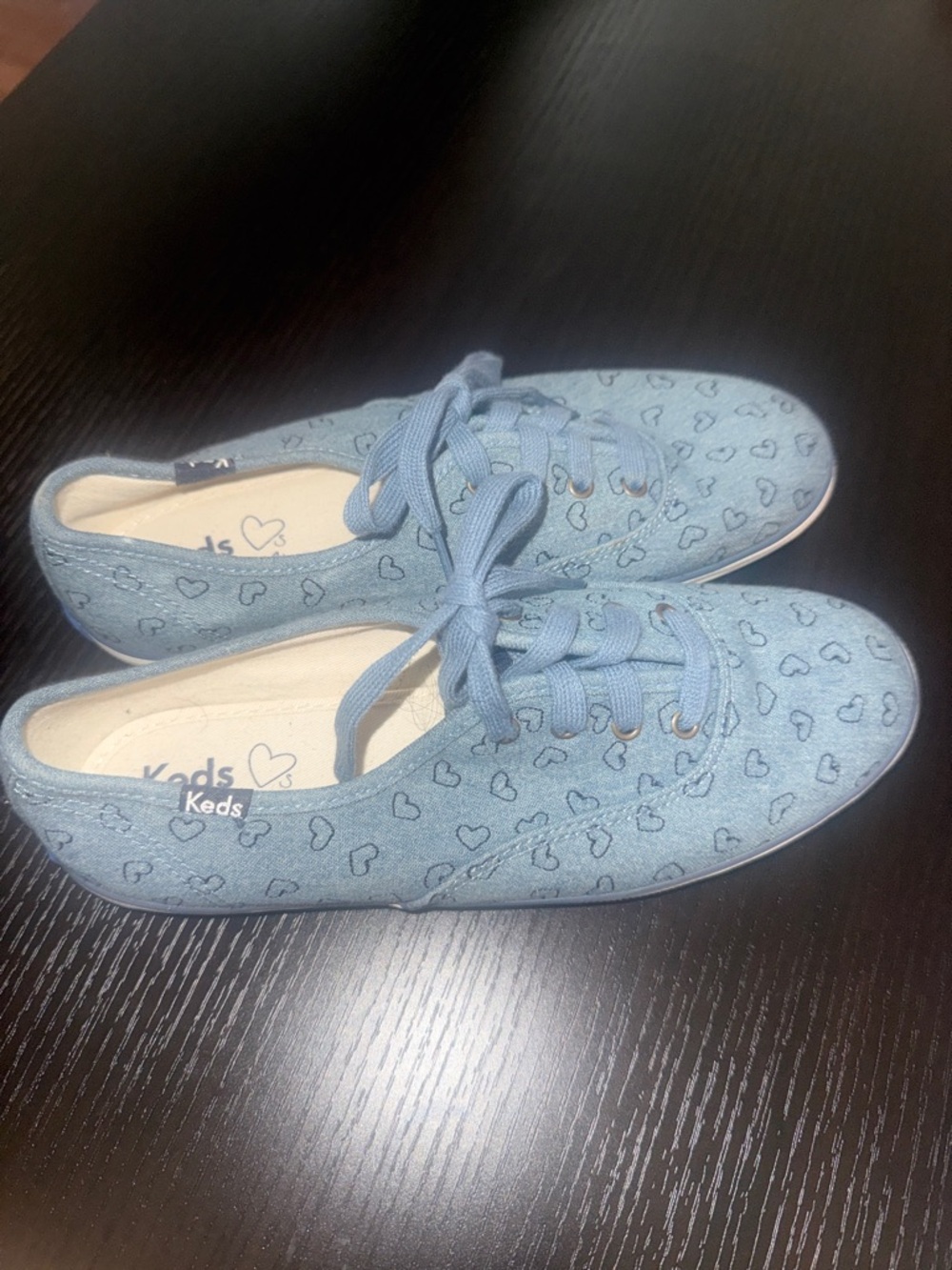 Keds Taylor Swift Blue Canvas Lace-Up Sneakers with Heart Motif